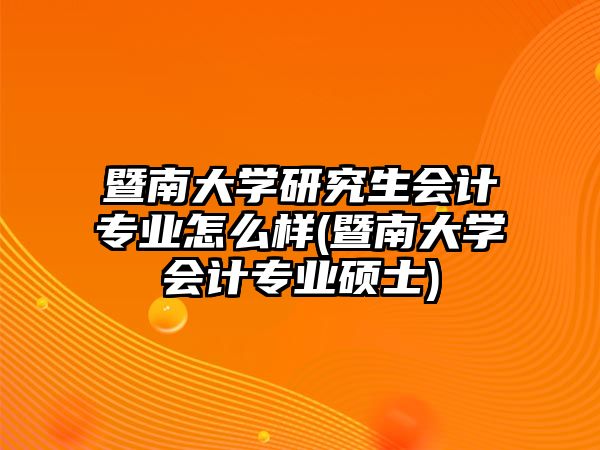 暨南大學研究生會計專業(yè)怎么樣(暨南大學會計專業(yè)碩士)