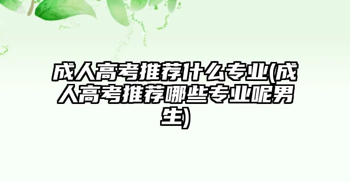 成人高考推薦什么專業(yè)(成人高考推薦哪些專業(yè)呢男生)