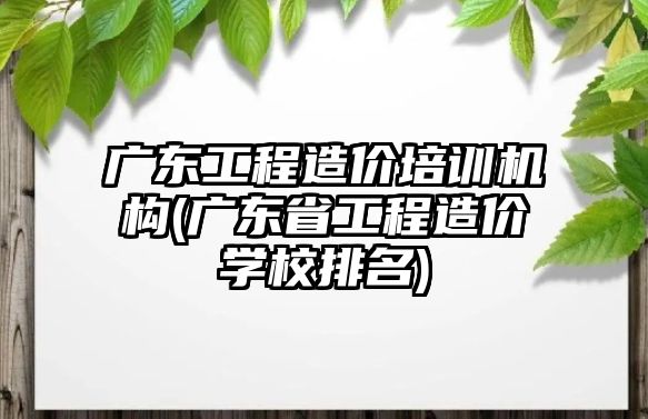 廣東工程造價培訓(xùn)機構(gòu)(廣東省工程造價學(xué)校排名)