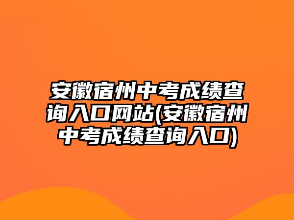 安徽宿州中考成績查詢?nèi)肟诰W(wǎng)站(安徽宿州中考成績查詢?nèi)肟?