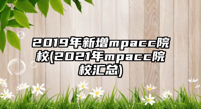 2019年新增mpacc院校(2021年mpacc院校匯總)