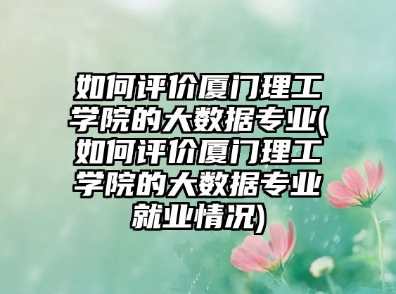 如何評(píng)價(jià)廈門(mén)理工學(xué)院的大數(shù)據(jù)專(zhuān)業(yè)(如何評(píng)價(jià)廈門(mén)理工學(xué)院的大數(shù)據(jù)專(zhuān)業(yè)就業(yè)情況)