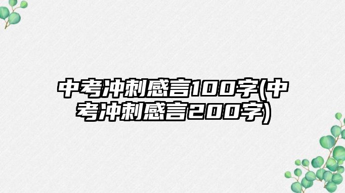 中考沖刺感言100字(中考沖刺感言200字)