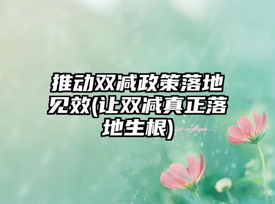 推動雙減政策落地見效(讓雙減真正落地生根)