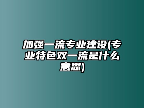 加強一流專業(yè)建設(shè)(專業(yè)特色雙一流是什么意思)