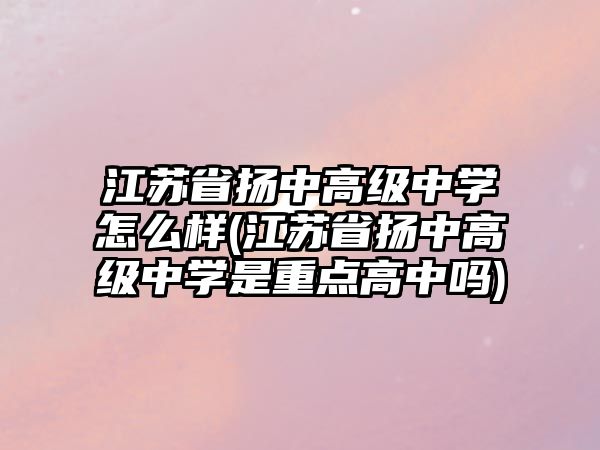 江蘇省揚(yáng)中高級中學(xué)怎么樣(江蘇省揚(yáng)中高級中學(xué)是重點(diǎn)高中嗎)