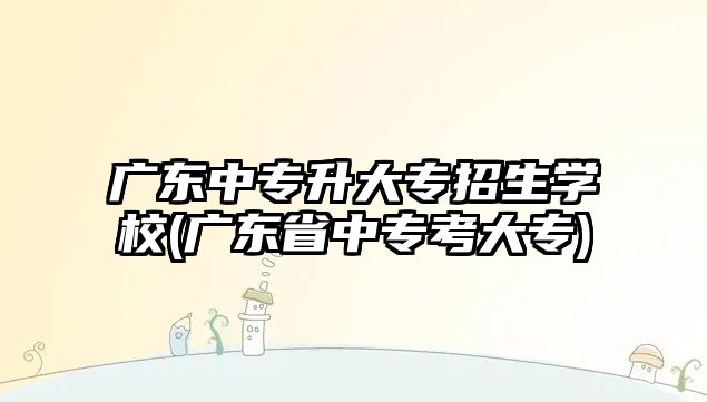 廣東中專升大專招生學(xué)校(廣東省中?？即髮?