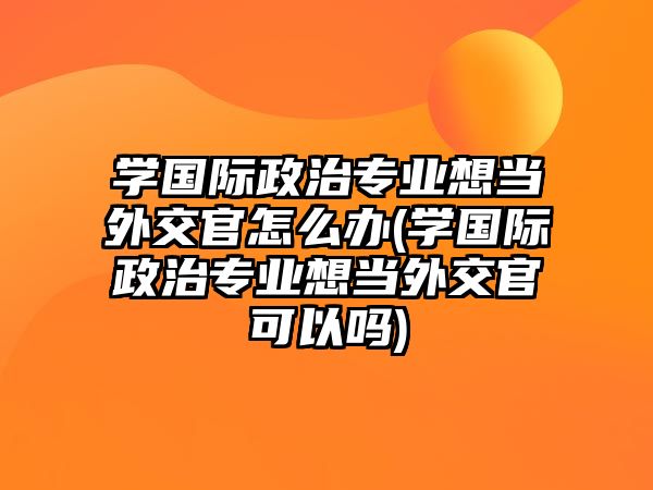 學(xué)國際政治專業(yè)想當(dāng)外交官怎么辦(學(xué)國際政治專業(yè)想當(dāng)外交官可以嗎)