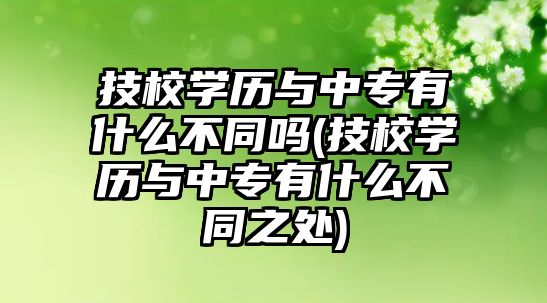 技校學歷與中專有什么不同嗎(技校學歷與中專有什么不同之處)