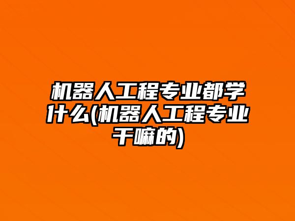 機器人工程專業(yè)都學什么(機器人工程專業(yè)干嘛的)