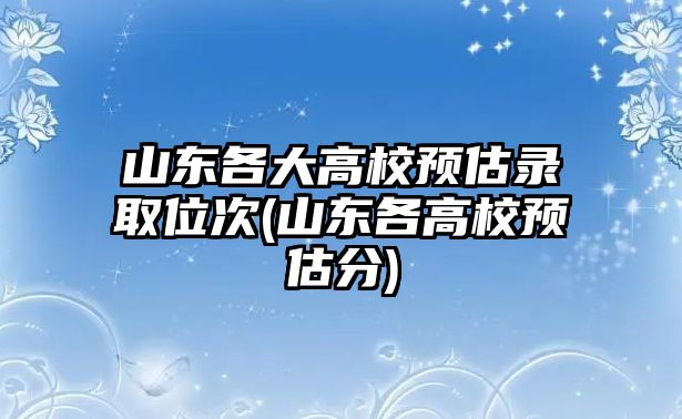 山東各大高校預(yù)估錄取位次(山東各高校預(yù)估分)