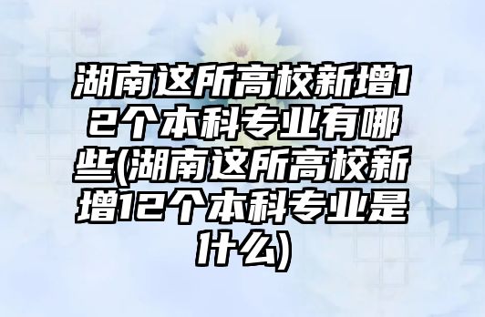 湖南這所高校新增12個本科專業(yè)有哪些(湖南這所高校新增12個本科專業(yè)是什么)