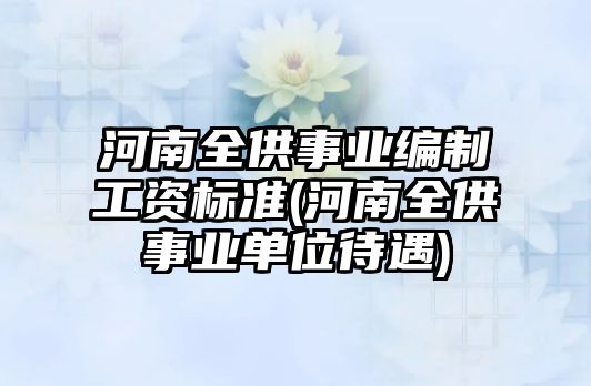 河南全供事業(yè)編制工資標準(河南全供事業(yè)單位待遇)