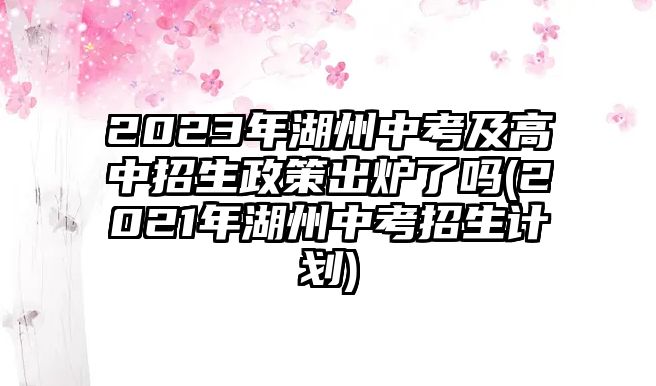 2023年湖州中考及高中招生政策出爐了嗎(2021年湖州中考招生計(jì)劃)