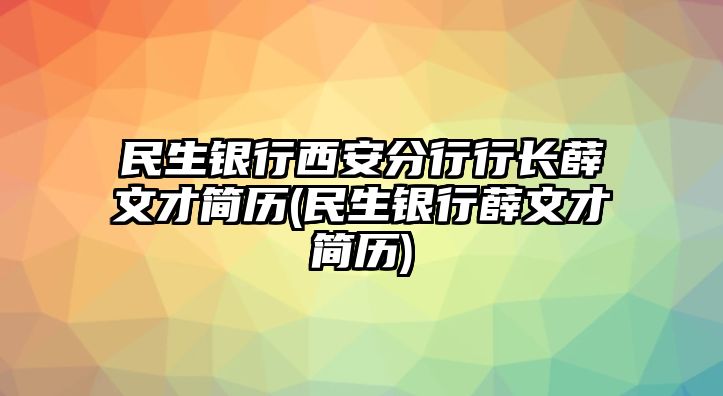 民生銀行西安分行行長薛文才簡歷(民生銀行薛文才簡歷)