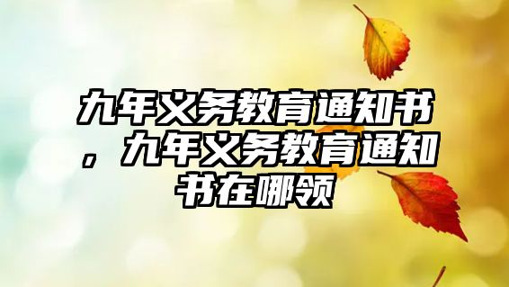 九年義務教育通知書，九年義務教育通知書在哪領