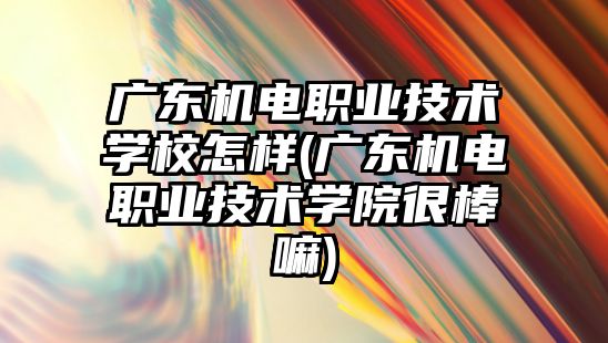 廣東機電職業(yè)技術學校怎樣(廣東機電職業(yè)技術學院很棒嘛)