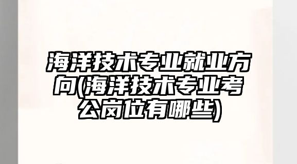 海洋技術(shù)專業(yè)就業(yè)方向(海洋技術(shù)專業(yè)考公崗位有哪些)