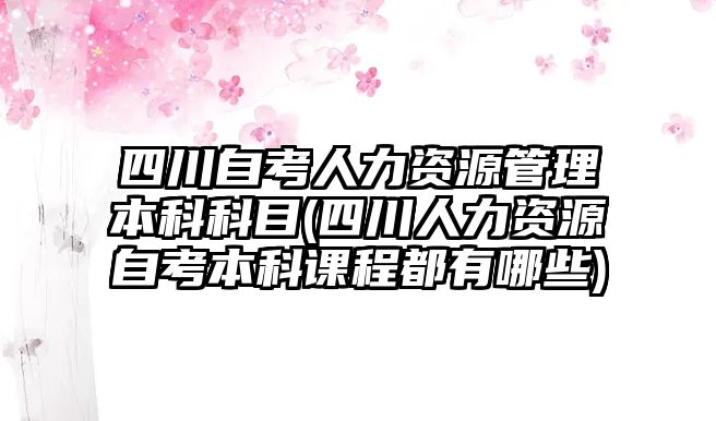 四川自考人力資源管理本科科目(四川人力資源自考本科課程都有哪些)