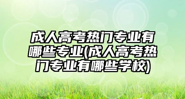 成人高考熱門專業(yè)有哪些專業(yè)(成人高考熱門專業(yè)有哪些學校)