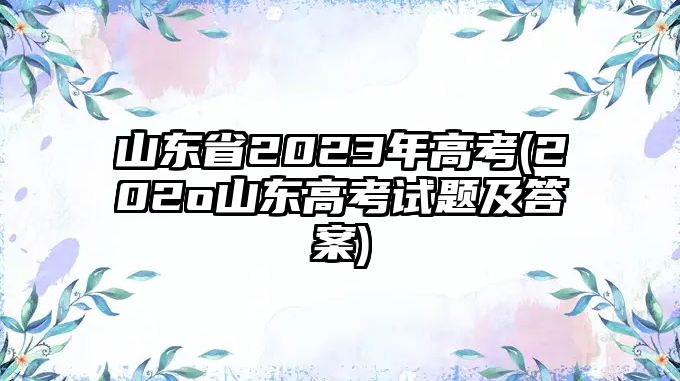 山東省2023年高考(202o山東高考試題及答案)