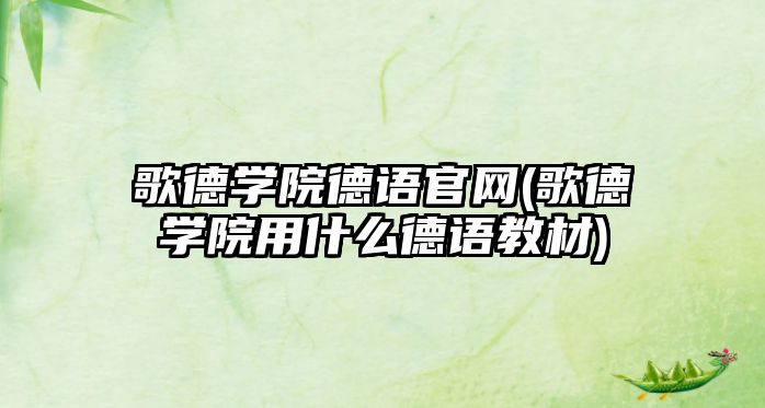 歌德學(xué)院德語官網(wǎng)(歌德學(xué)院用什么德語教材)