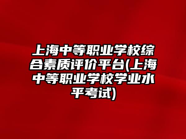 上海中等職業(yè)學校綜合素質評價平臺(上海中等職業(yè)學校學業(yè)水平考試)