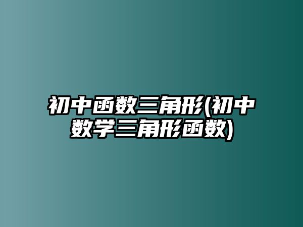 初中函數(shù)三角形(初中數(shù)學三角形函數(shù))