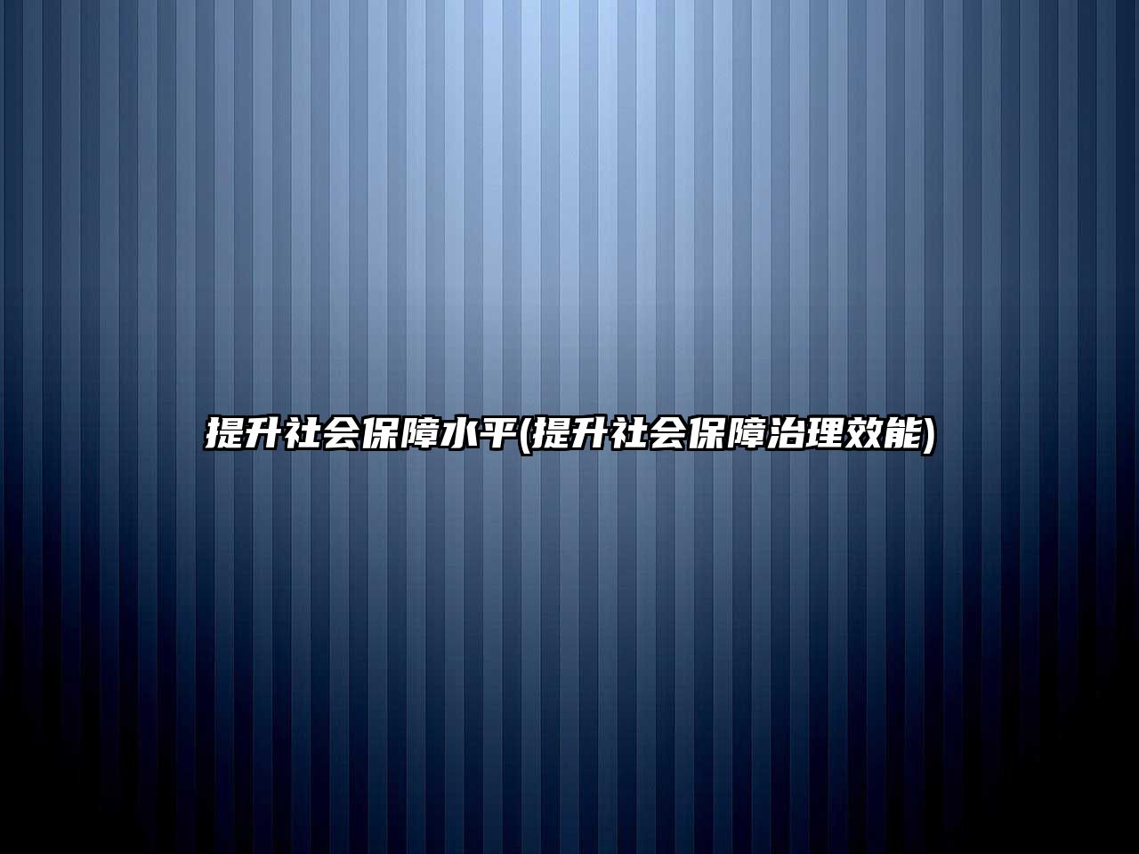 提升社會保障水平(提升社會保障治理效能)