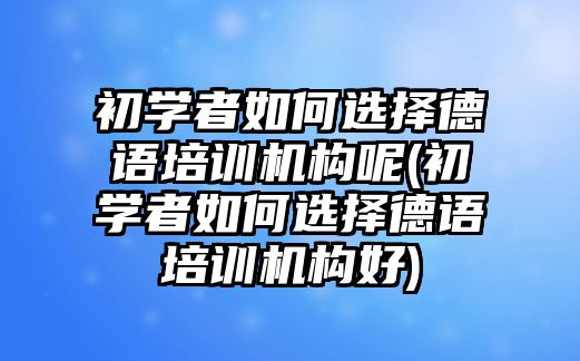 初學(xué)者如何選擇德語(yǔ)培訓(xùn)機(jī)構(gòu)呢(初學(xué)者如何選擇德語(yǔ)培訓(xùn)機(jī)構(gòu)好)