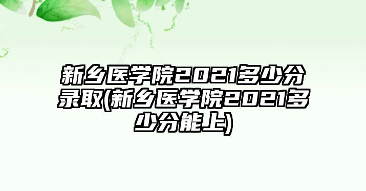 新鄉(xiāng)醫(yī)學院2021多少分錄取(新鄉(xiāng)醫(yī)學院2021多少分能上)