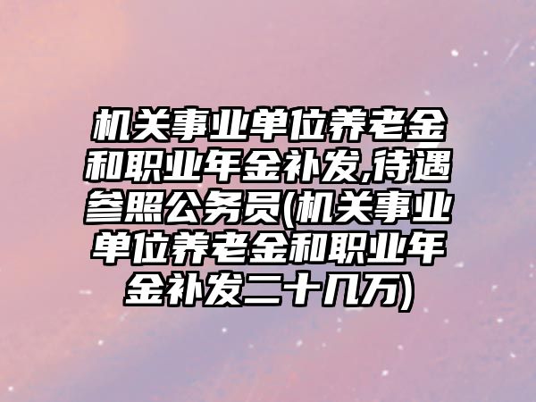 機關(guān)事業(yè)單位養(yǎng)老金和職業(yè)年金補發(fā),待遇參照公務(wù)員(機關(guān)事業(yè)單位養(yǎng)老金和職業(yè)年金補發(fā)二十幾萬)