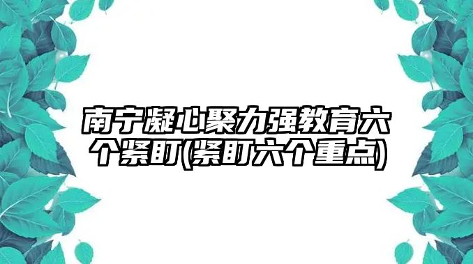 南寧凝心聚力強教育六個緊盯(緊盯六個重點)