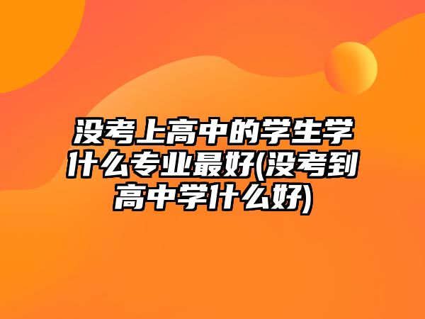 沒考上高中的學(xué)生學(xué)什么專業(yè)最好(沒考到高中學(xué)什么好)