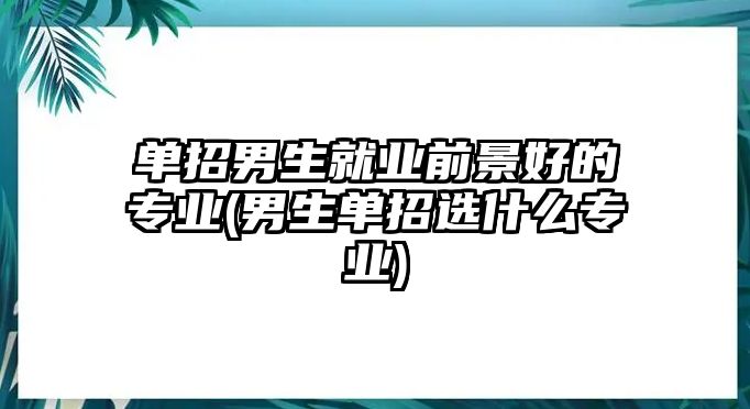 單招男生就業(yè)前景好的專業(yè)(男生單招選什么專業(yè))