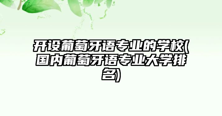 開設葡萄牙語專業(yè)的學校(國內葡萄牙語專業(yè)大學排名)