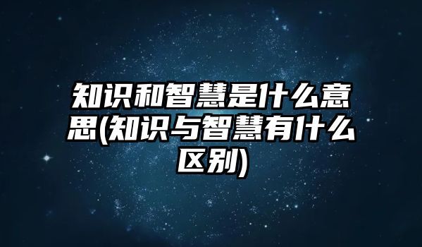 知識(shí)和智慧是什么意思(知識(shí)與智慧有什么區(qū)別)