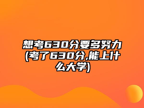 想考630分要多努力(考了630分,能上什么大學)