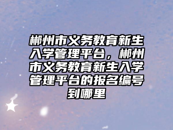 郴州市義務(wù)教育新生入學(xué)管理平臺，郴州市義務(wù)教育新生入學(xué)管理平臺的報名編號到哪里