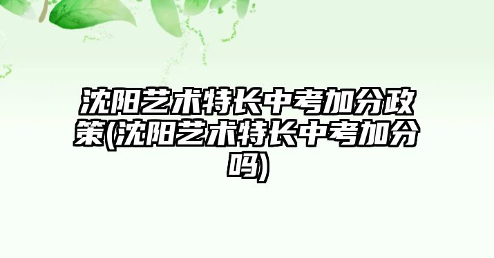 沈陽藝術(shù)特長中考加分政策(沈陽藝術(shù)特長中考加分嗎)