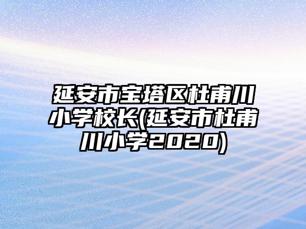 延安市寶塔區(qū)杜甫川小學(xué)校長(zhǎng)(延安市杜甫川小學(xué)2020)